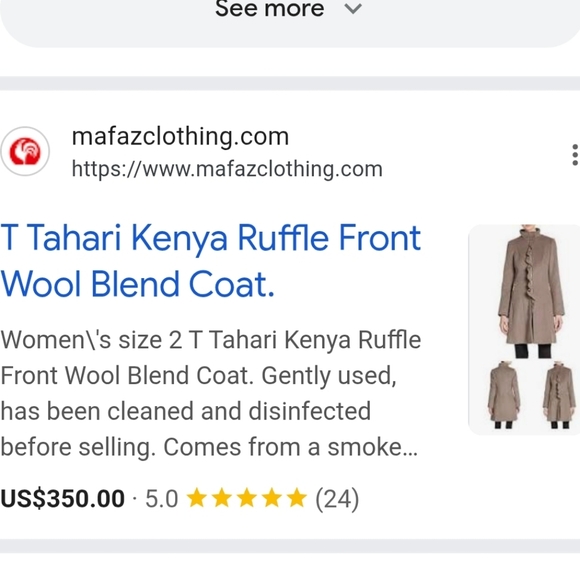 NWT T Tahari Ruffle Front Wool Blend Coat - Picture 3 of 3